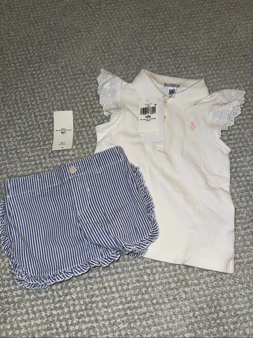 🩵RL🩵 NWT 24m Mesh Polo Shirt & Seersucker Short Set. ADORABLE!